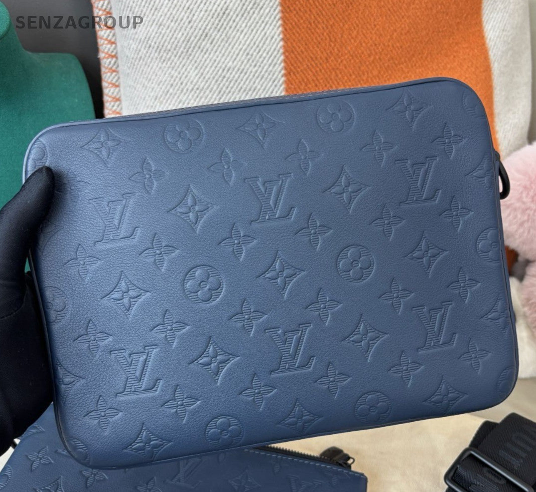 Louis Vuitton Trio Monogram Shoulder Bag Blue Black Unisex Adults Classic