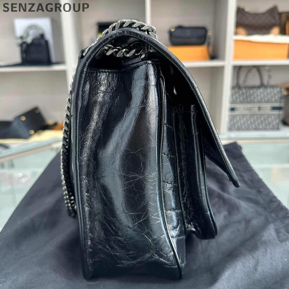Saint Laurent YSL Niki Large Chain Shoulder Bag Black Silver Classic