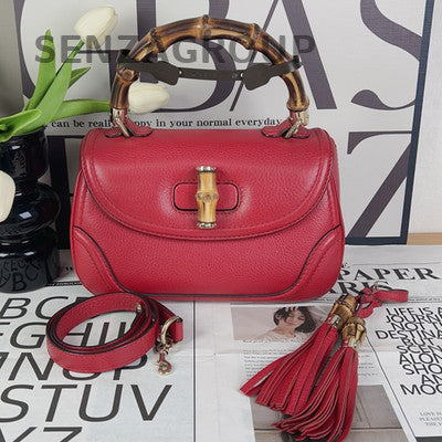 Gucci Bamboo 1947 Red Gold Shoulder Bag Classic Women's