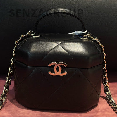 Chanel Métiers d'Art Black Gold Cosmetic Case Chain Shoulder Bag