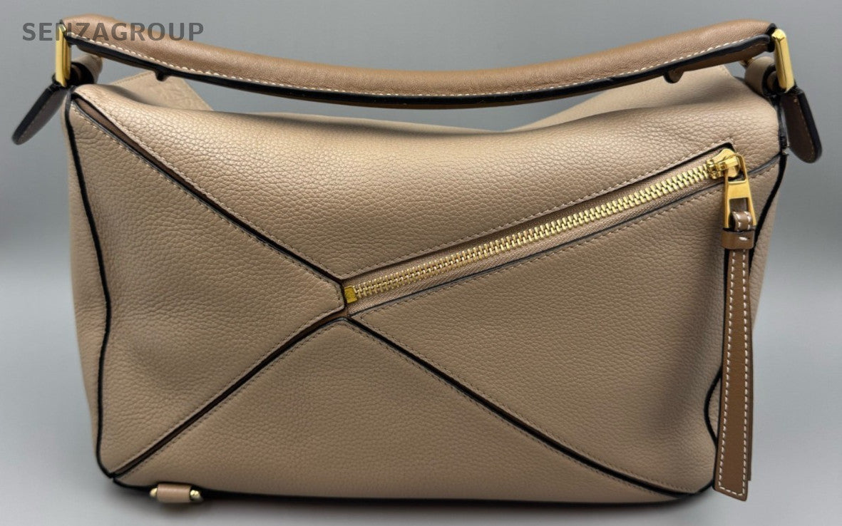 Loewe Puzzle MM Shoulder Bag Crossbody Brown Gold Used Women Classic