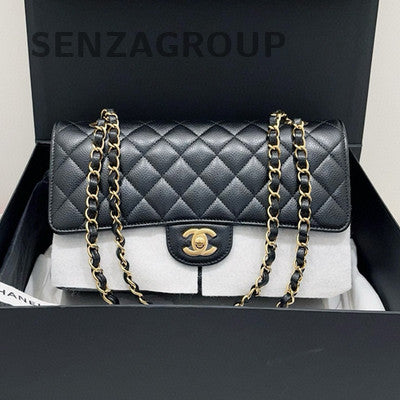 Chanel Black Caviar Leather Medium Classic Flap Bag with Chain
