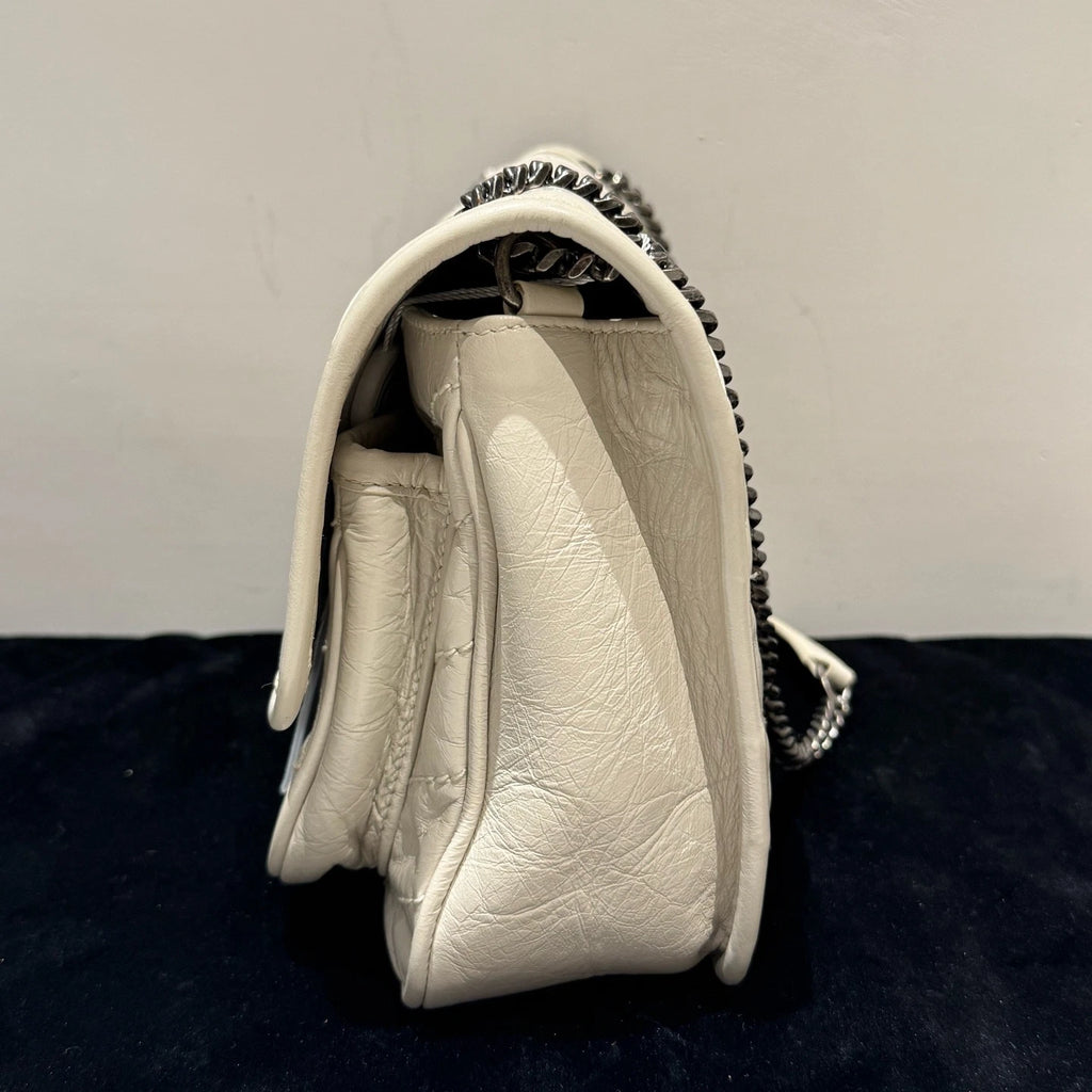 Saint Laurent Niki PM Chain Shoulder Bag White Silver Used Women Classic