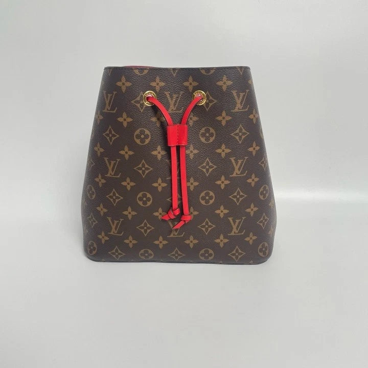 Louis Vuitton NeoNoe Monogram Canvas Medium Red Bucket Bag For Women