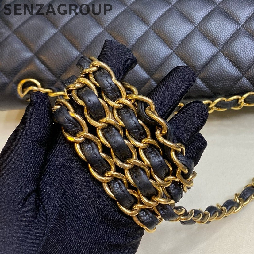 Chanel Classic Flap Maxi Black Gold Chain Quilted Shoulder Bag