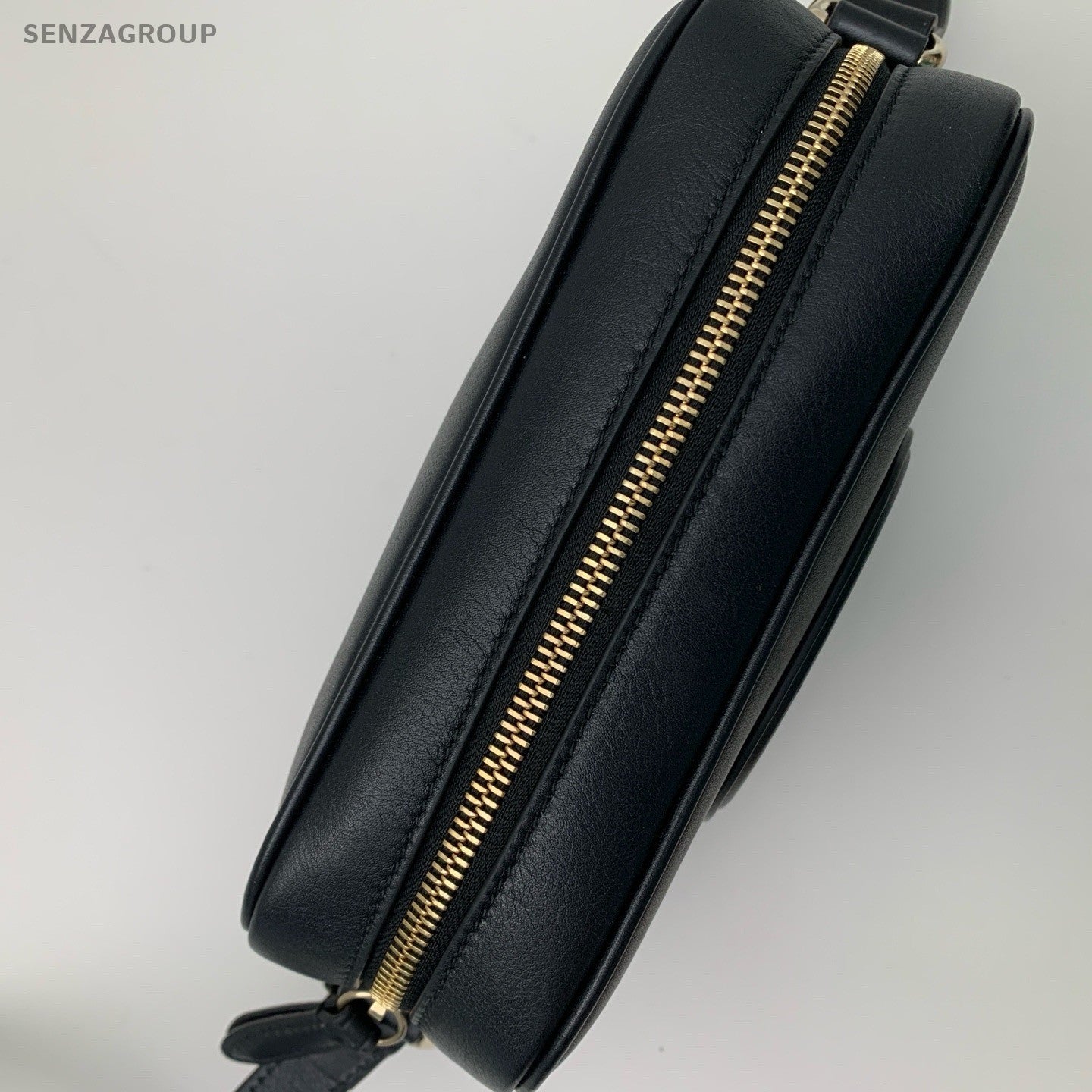 Gucci GG Logo Camera Shoulder Bag Black Gold Women Classic Designer