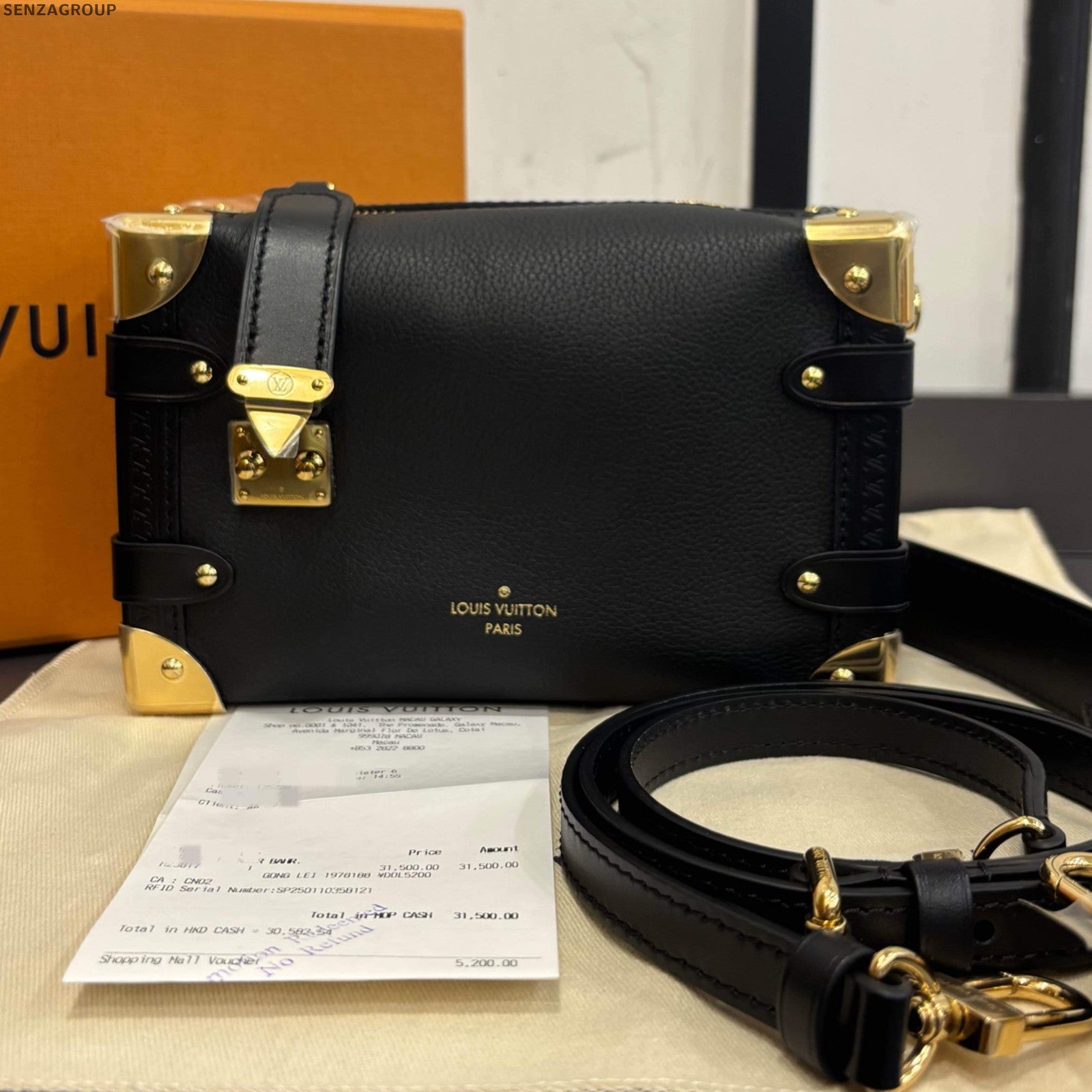 Louis Vuitton Trunk Side Soft Box Bag Small Black Gold Shoulder Crossbody