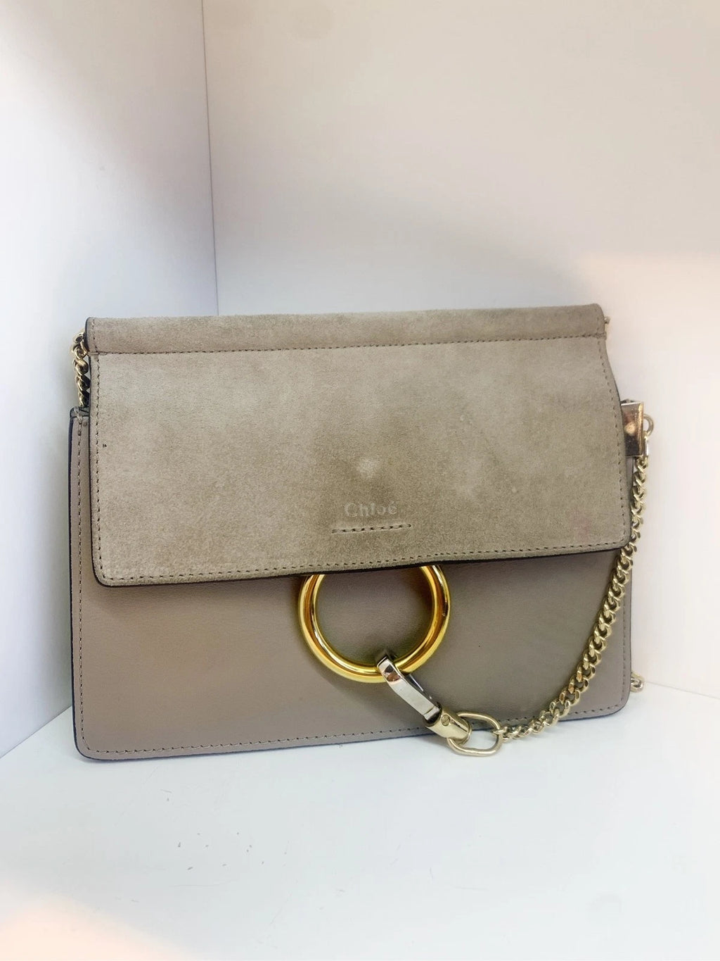 Chloe Faye Leather Grey Shoulder Crossbody Bag For Women