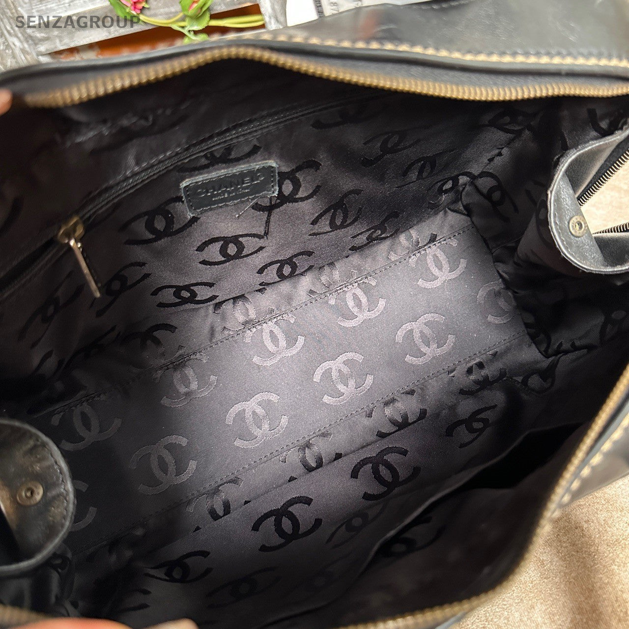 Chanel Bolide Diamond Top Handle Bag Black Silver Used Women Classic Vintage