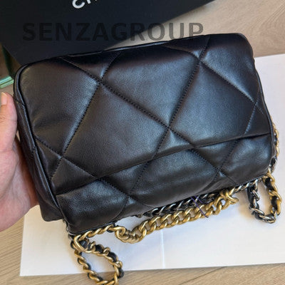 Chanel 19 Bag Black Gold Small Quilted Chain Shoulder Crossbody Bag