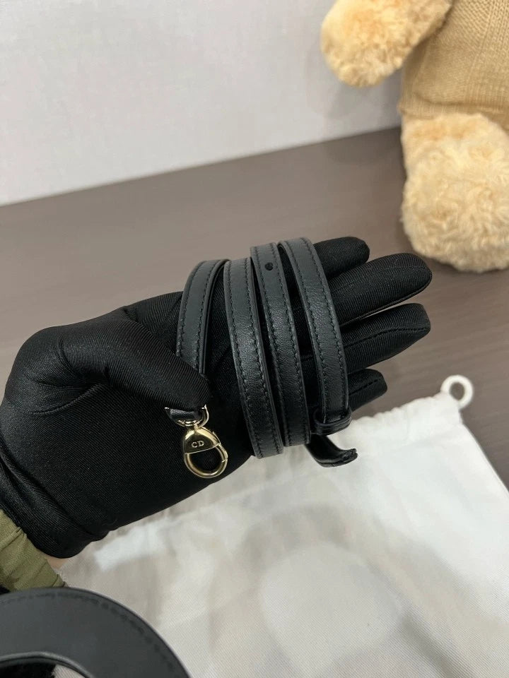 Dior Black Gold Mini Lady Dior Top Handle Bag For Women