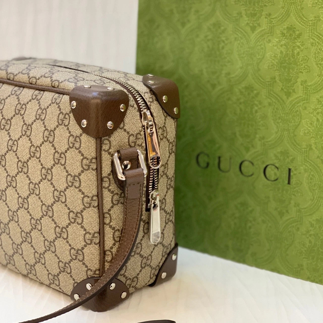 Gucci Monogram Canvas Crossbody Box Bag For Women
