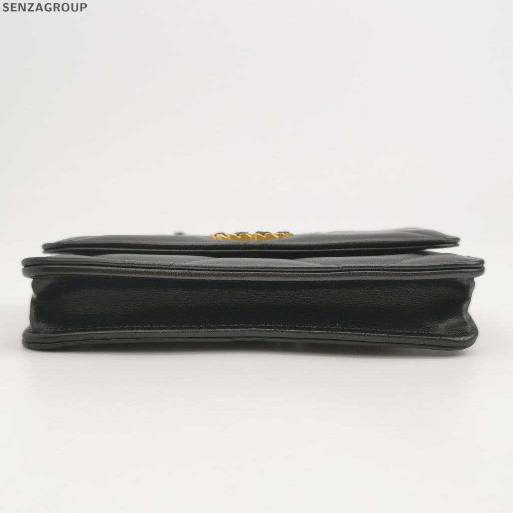 Chanel 19 WOC Lambskin Black Gold Quilted Chain Shoulder Bag Classic