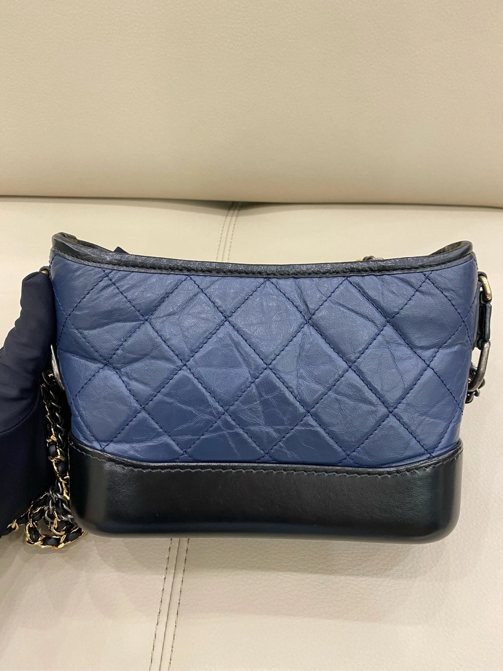 CHANEL Gabrielle Small Blue Black Shoulder Crossbody Bag Women