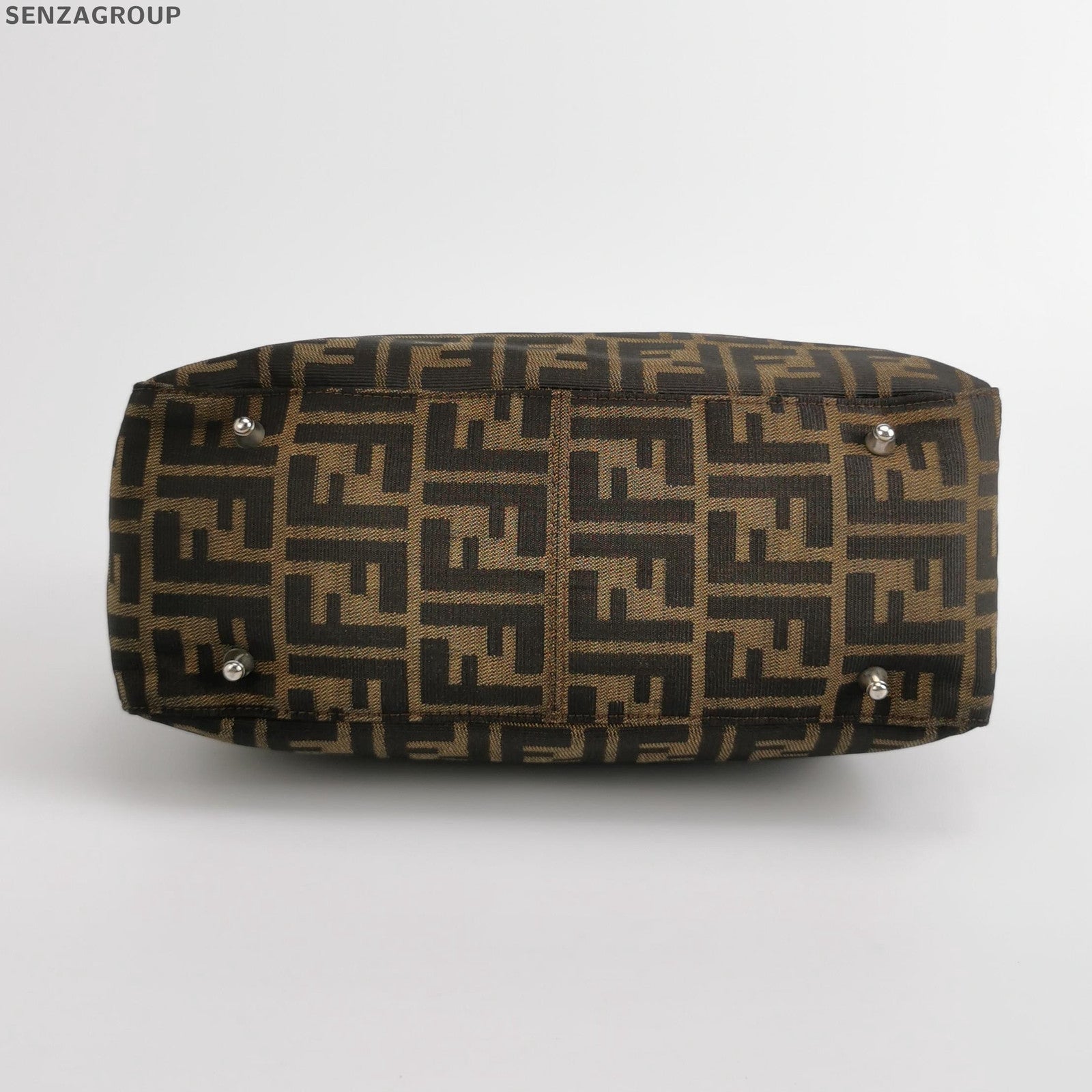 Fendi Monogram Tote Bag Brown Silver Hardware Women's Classic