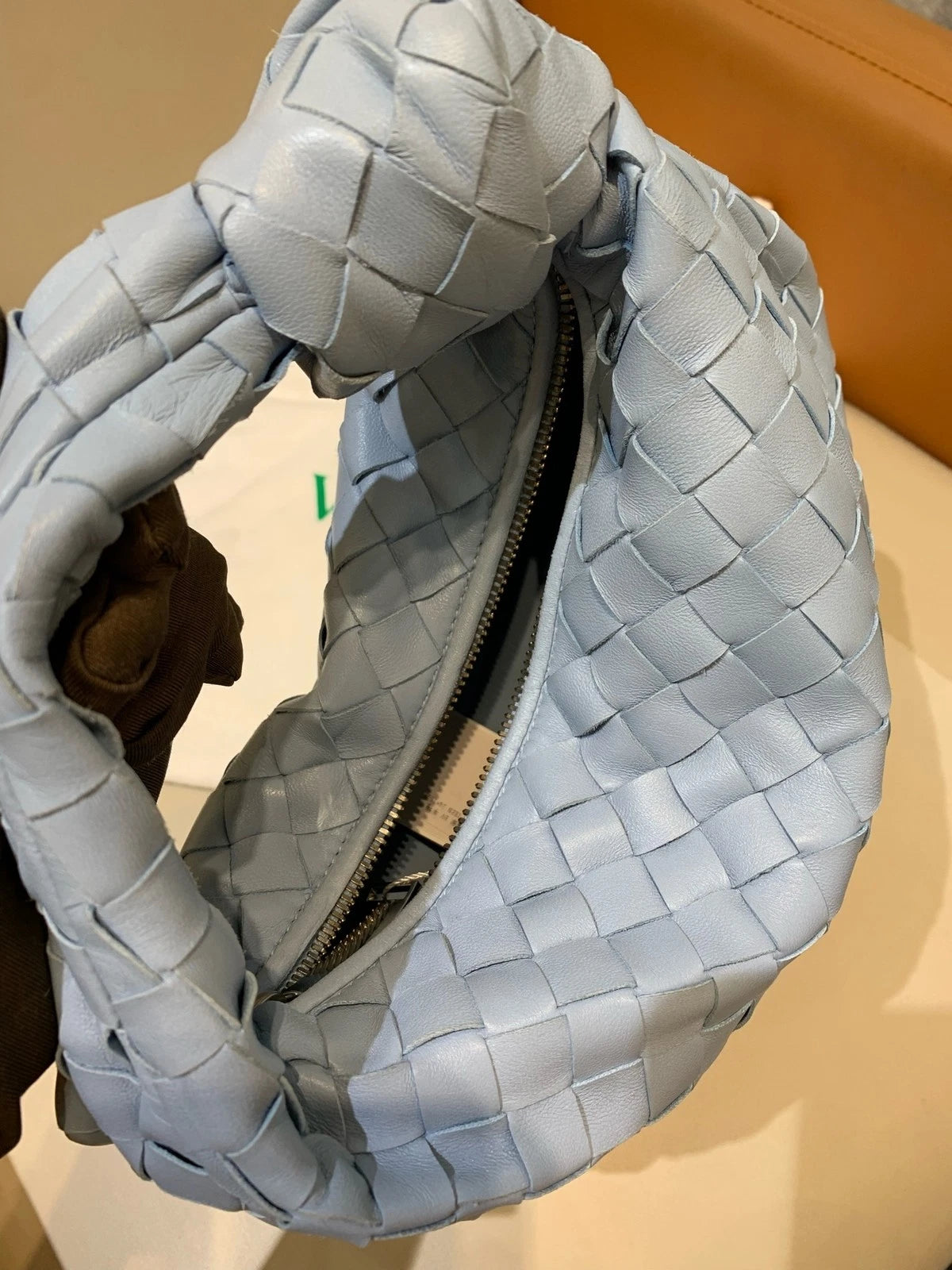 Bottega Veneta Jodie Mini Glacier Blue Leather Handbag For Women