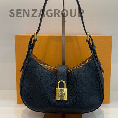 Louis Vuitton Lockit Hobo Black Gold Shoulder Bag Women Classic