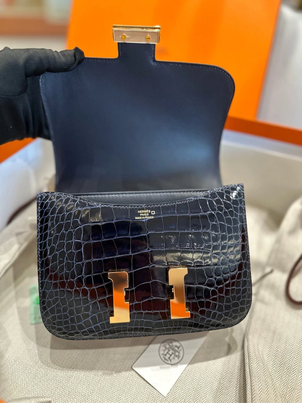 Hermes Midnight Blue Rose Gold Constance19 Bag Women