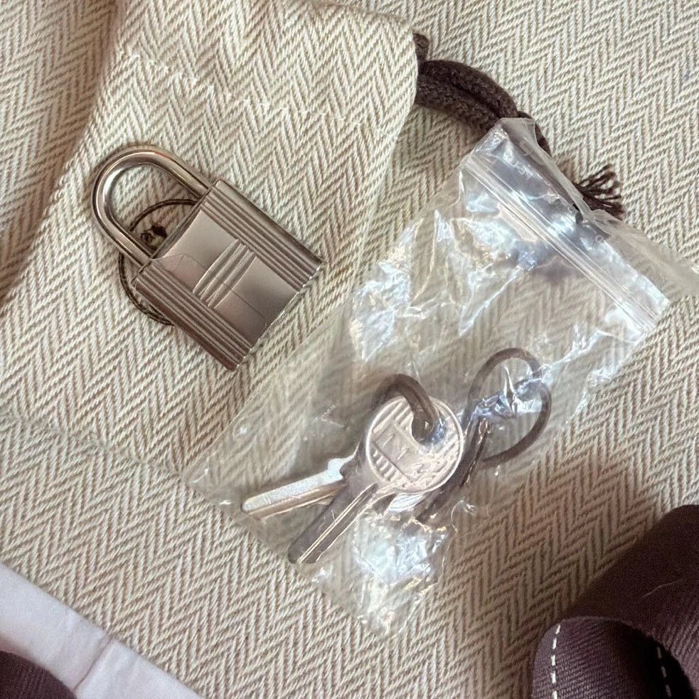 Excellent Hermes Picotin18 Tote Gray Handbag Silver Hardware with Key and Lock