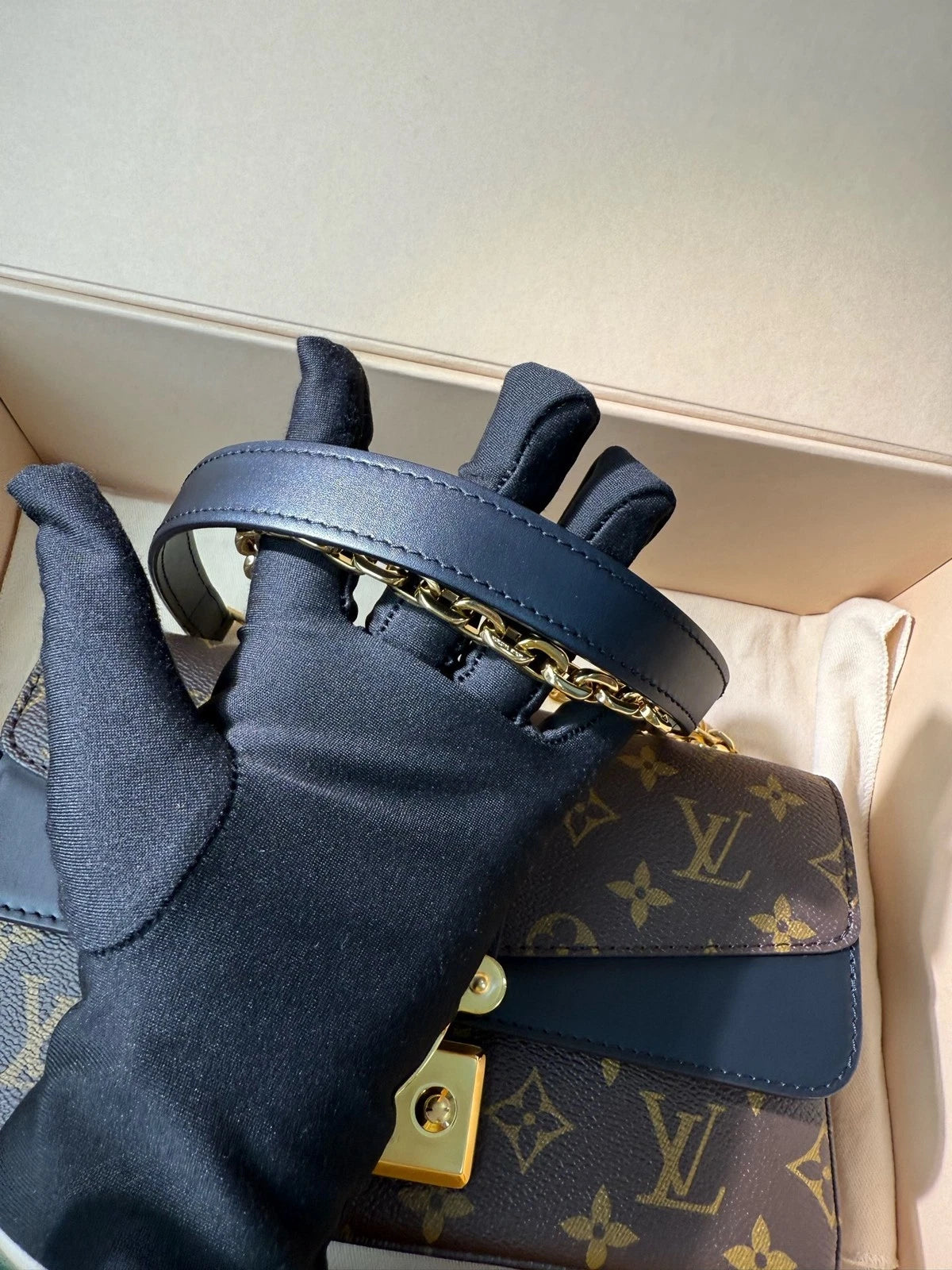 Louis Vuitton Black Leather Marceau Crossbody Bag For Women