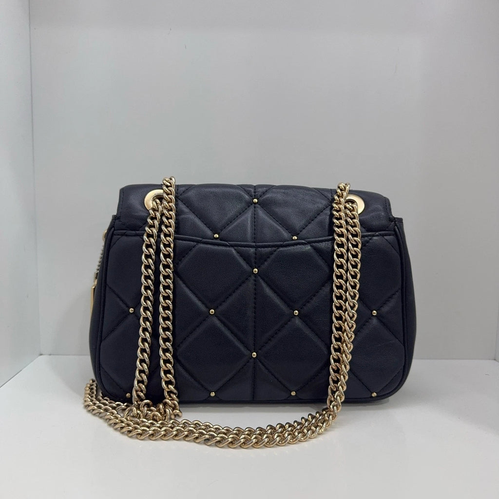 Coach Black Quilted Rivet Leather Shoulder Crossbody Bag For Women