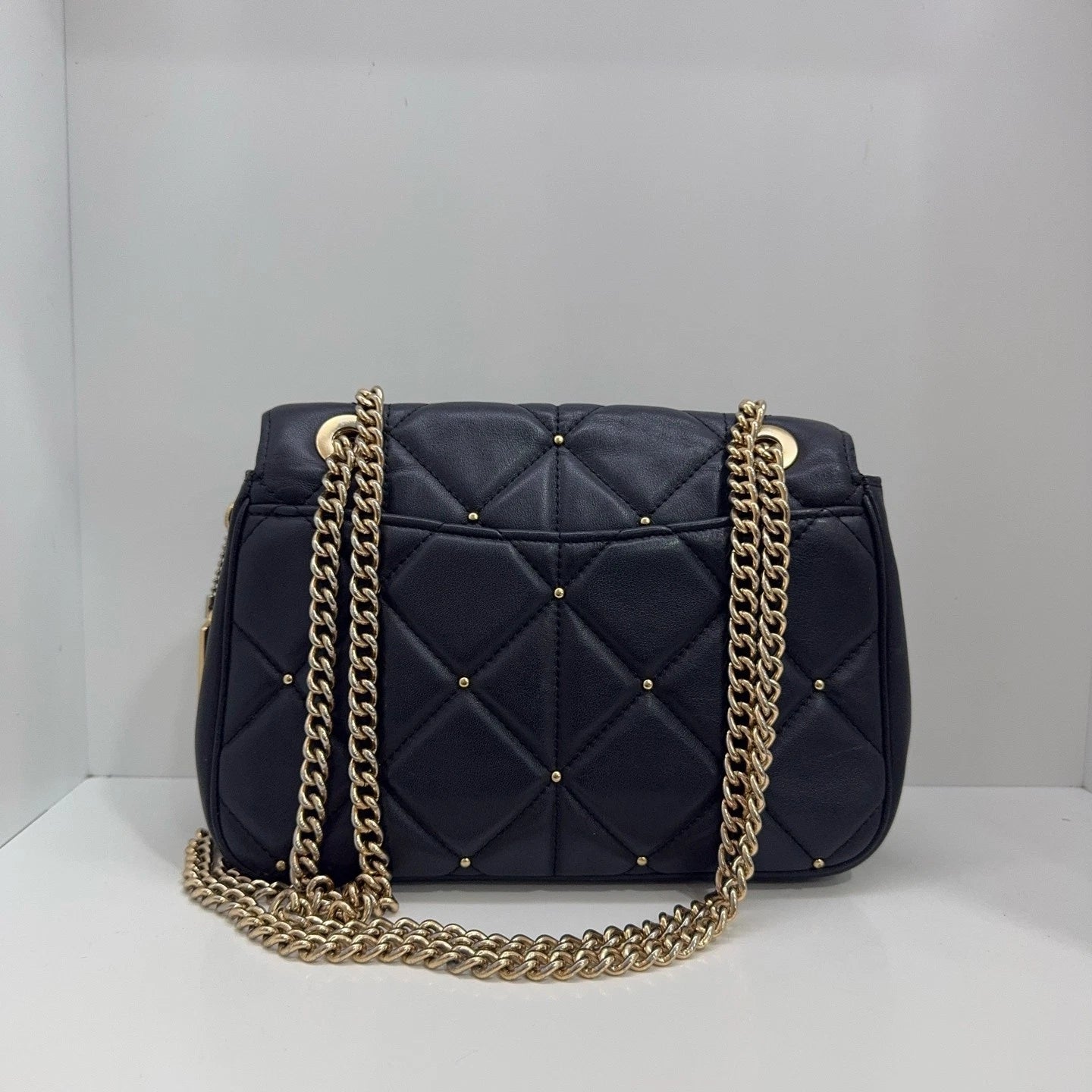 Coach Black Quilted Rivet Leather Shoulder Crossbody Bag For Women