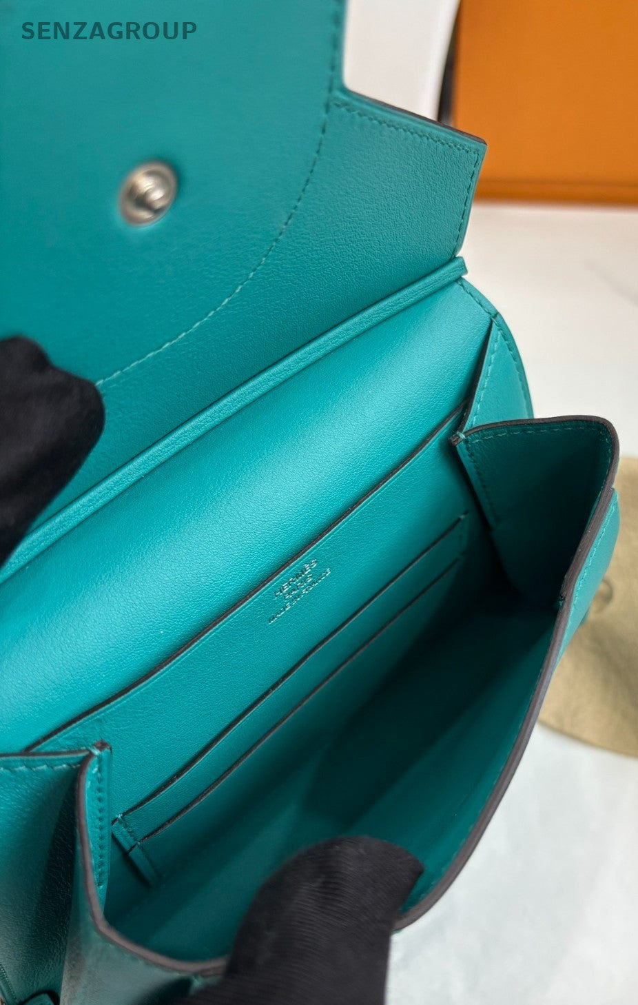 Hermès  Leather Clutch Handbag Green Lemon Yellow Women