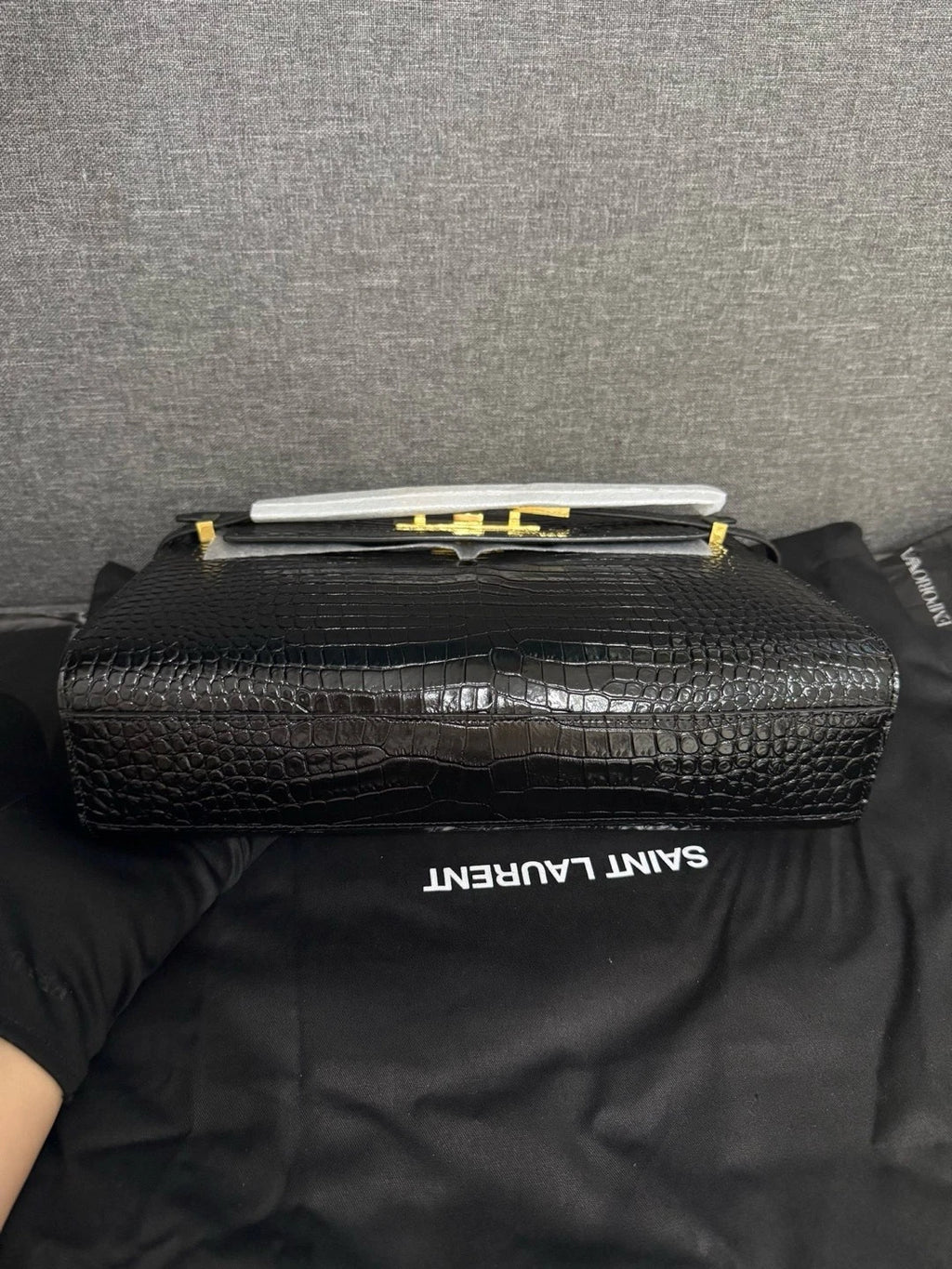 Saint Laurent Manhattan Croc Embossed Calfskin Bag For Women