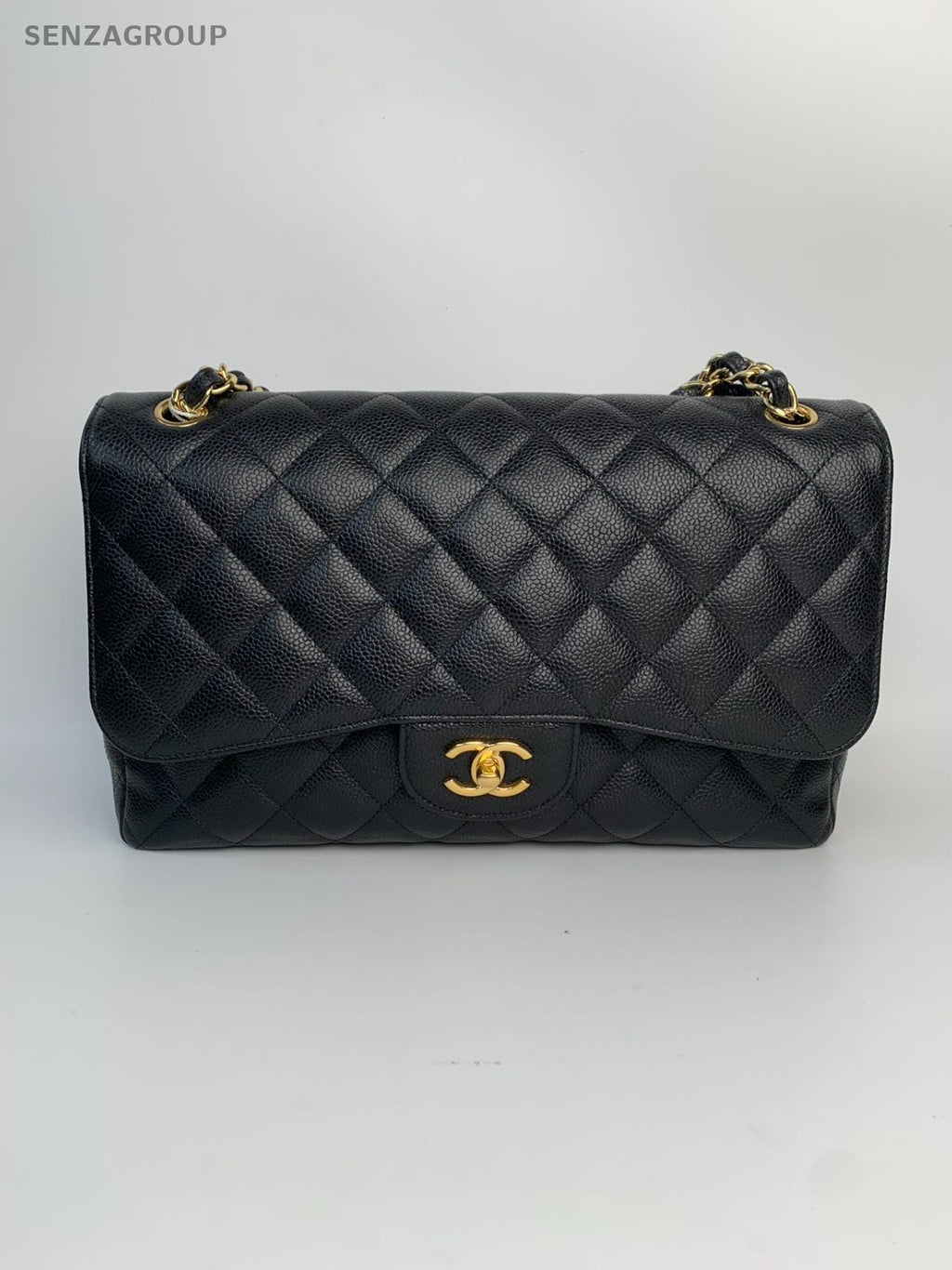 25110201 CHANEL Carviar leather/Gold-Tone Double Flap Bag for Women - Black