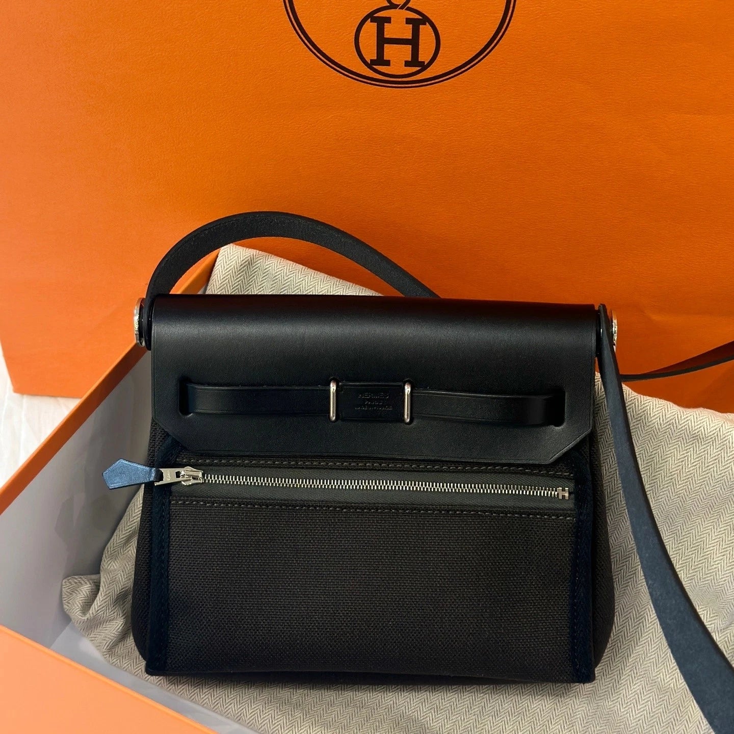 Hermes Bronze &amp; Black Mini Herbag Shoulder Bag For Women