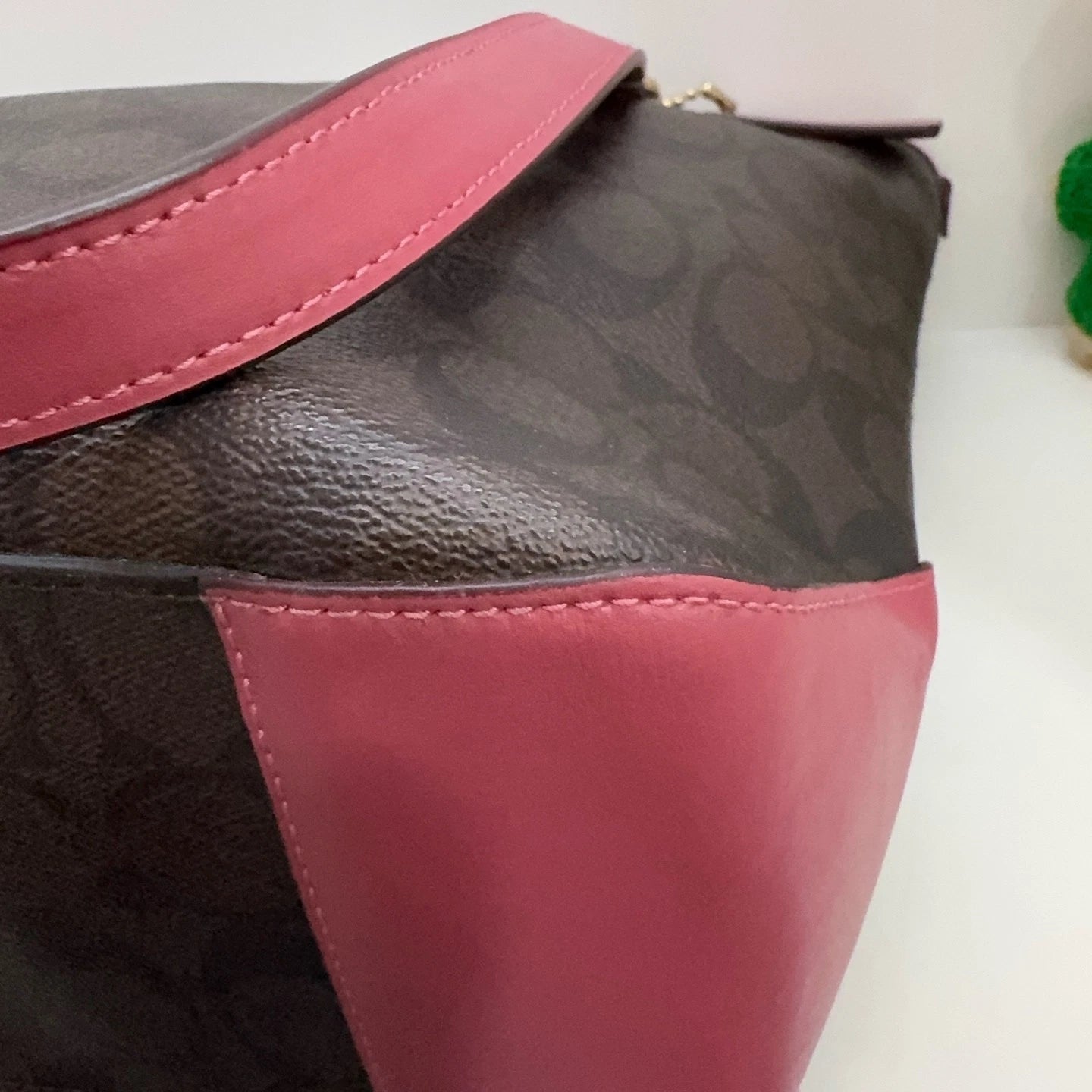 COACH Classic Monogram Canvas Leather Zip Top Tote Shoulder Bag For Women