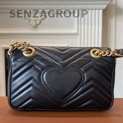 Gucci Marmont 22 Black Gold Chain Shoulder Crossbody Bag Classic Fashion