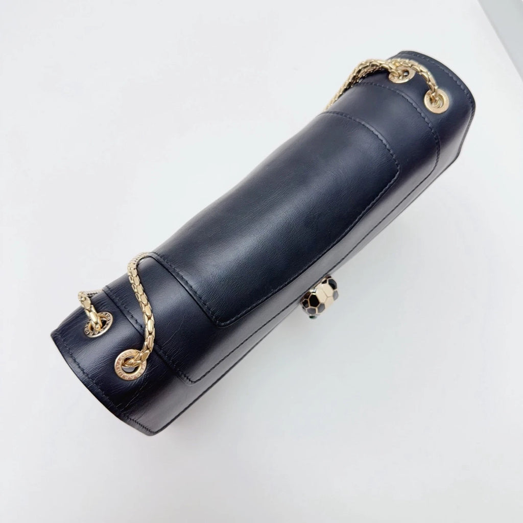 BVLGARI Serpenti Black Calf Leather Shoulder Bag Women Fashion
