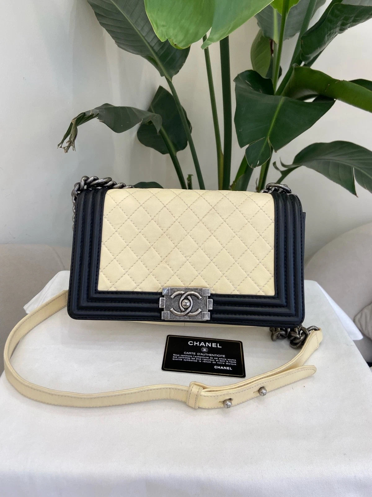 CHANEL LeBoy Medium Shoulder Bag For Women Black White