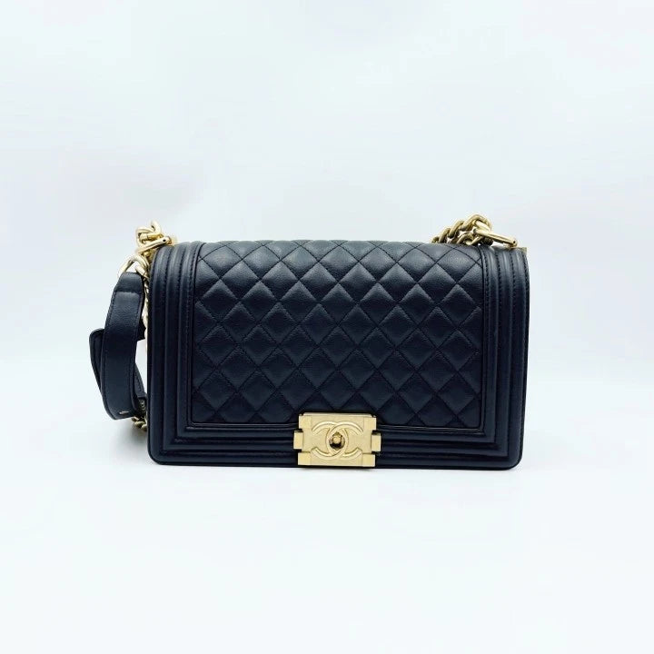 CHANEL Black Leboy Medium Shoulder Crossbody Bag For Women