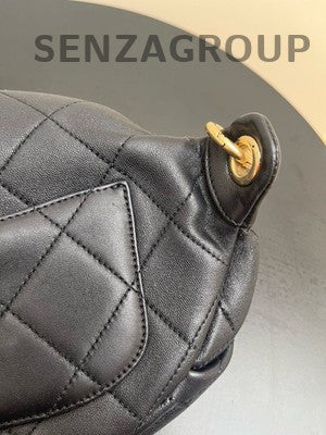 Chanel Vintage Quilted Chain Waist Bag Black Gold Classic Women's