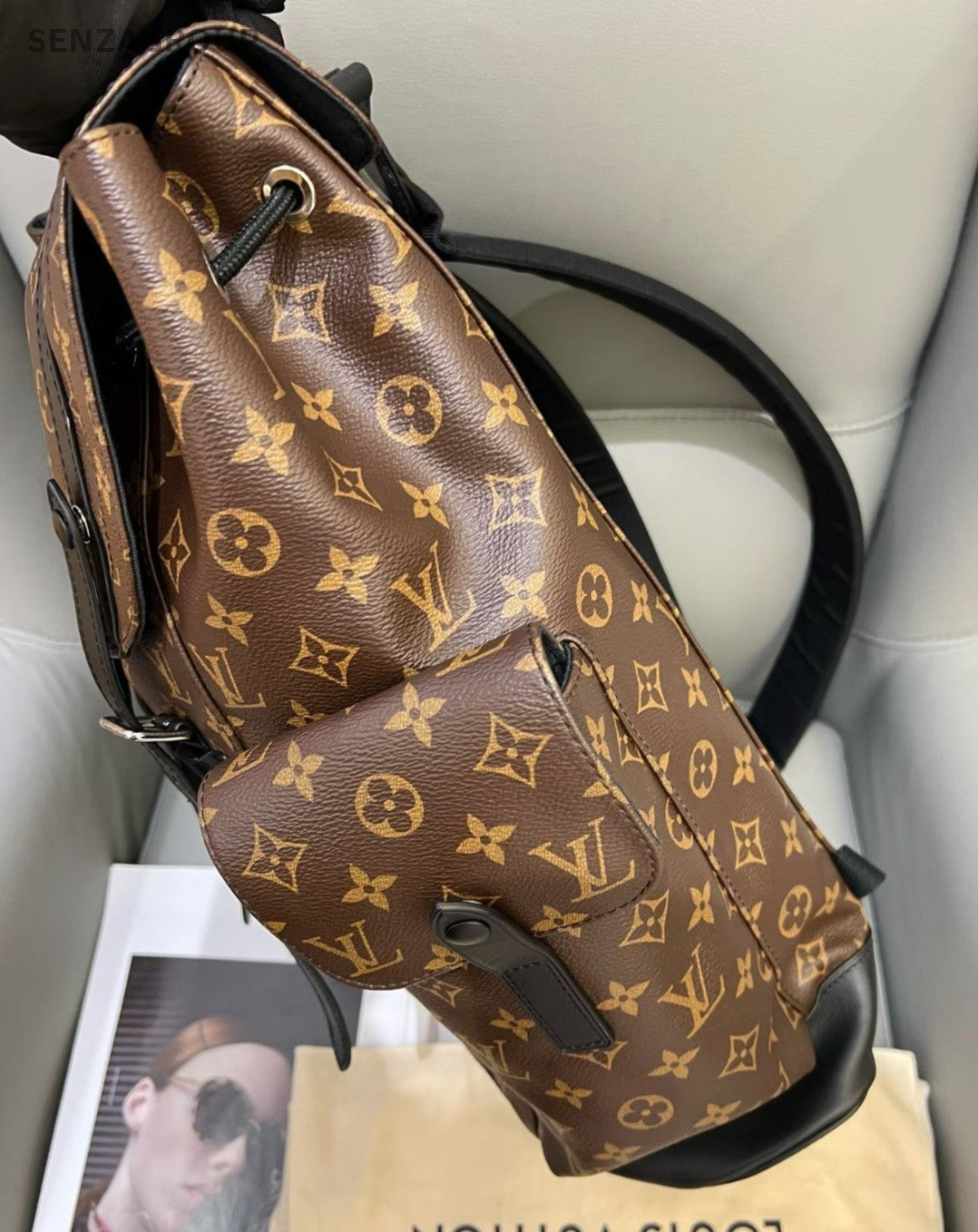 Louis Vuitton Christopher Monogram Backpack Brown Silver Unisex Adults Classic