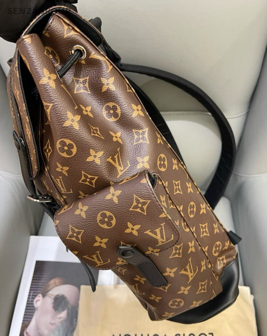 Louis Vuitton Christopher Monogram Backpack Brown Silver Unisex Adults Classic