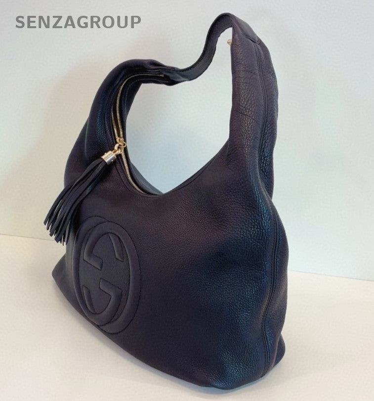 Gucci Soho Hobo Bag Black Gold Top Handle Shoulder Bag Women Classic Fashion