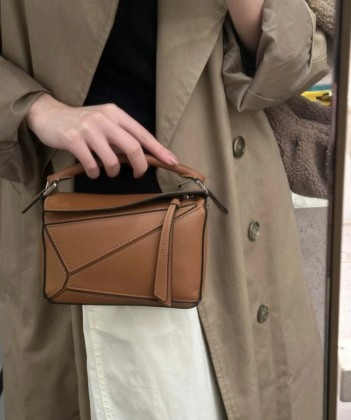 LOEWE Puzzle Mini Brown Geometric Crossbody Bag For Women