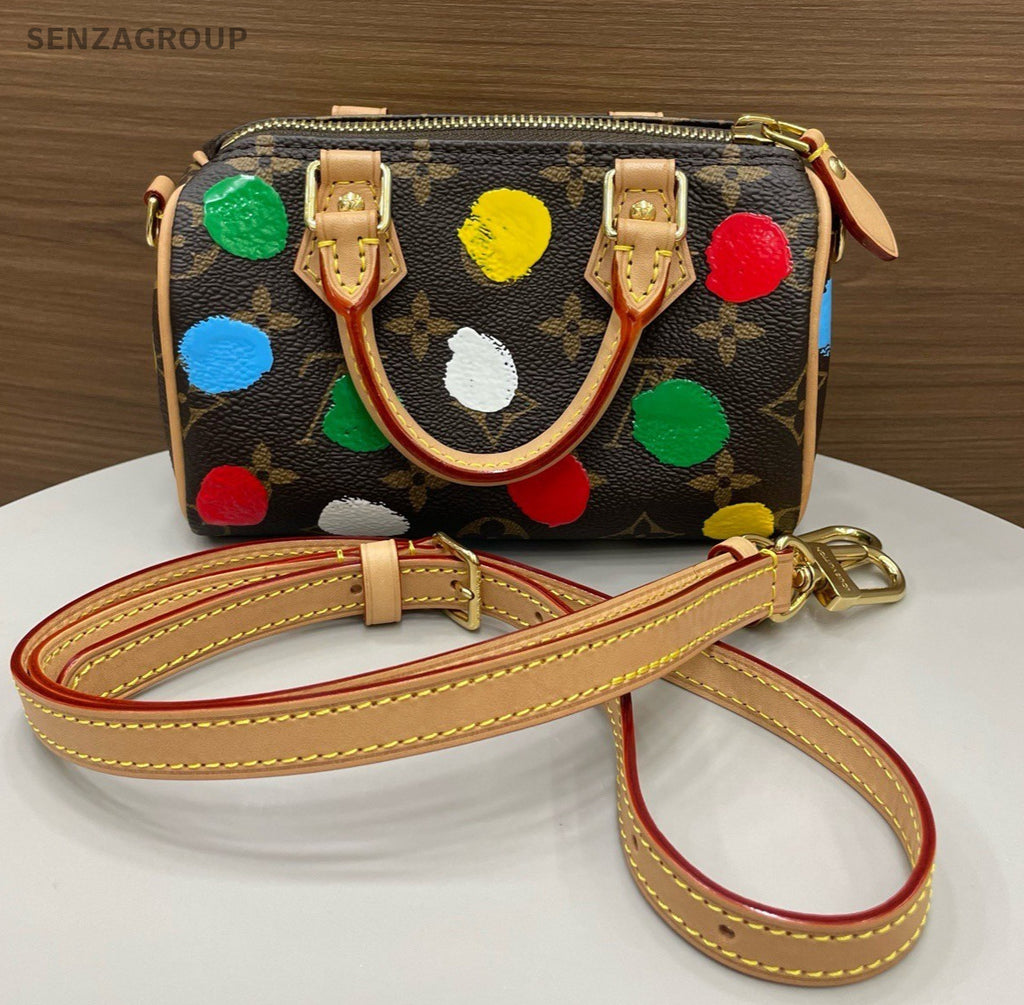 Louis Vuitton Speed Nano Monogram Top Handle Bag Crossbody Brown Gold Women