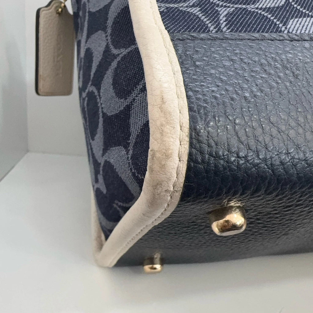 Coach Women Denim Blue Monogram Shoulder Handbag Crossbody Bag