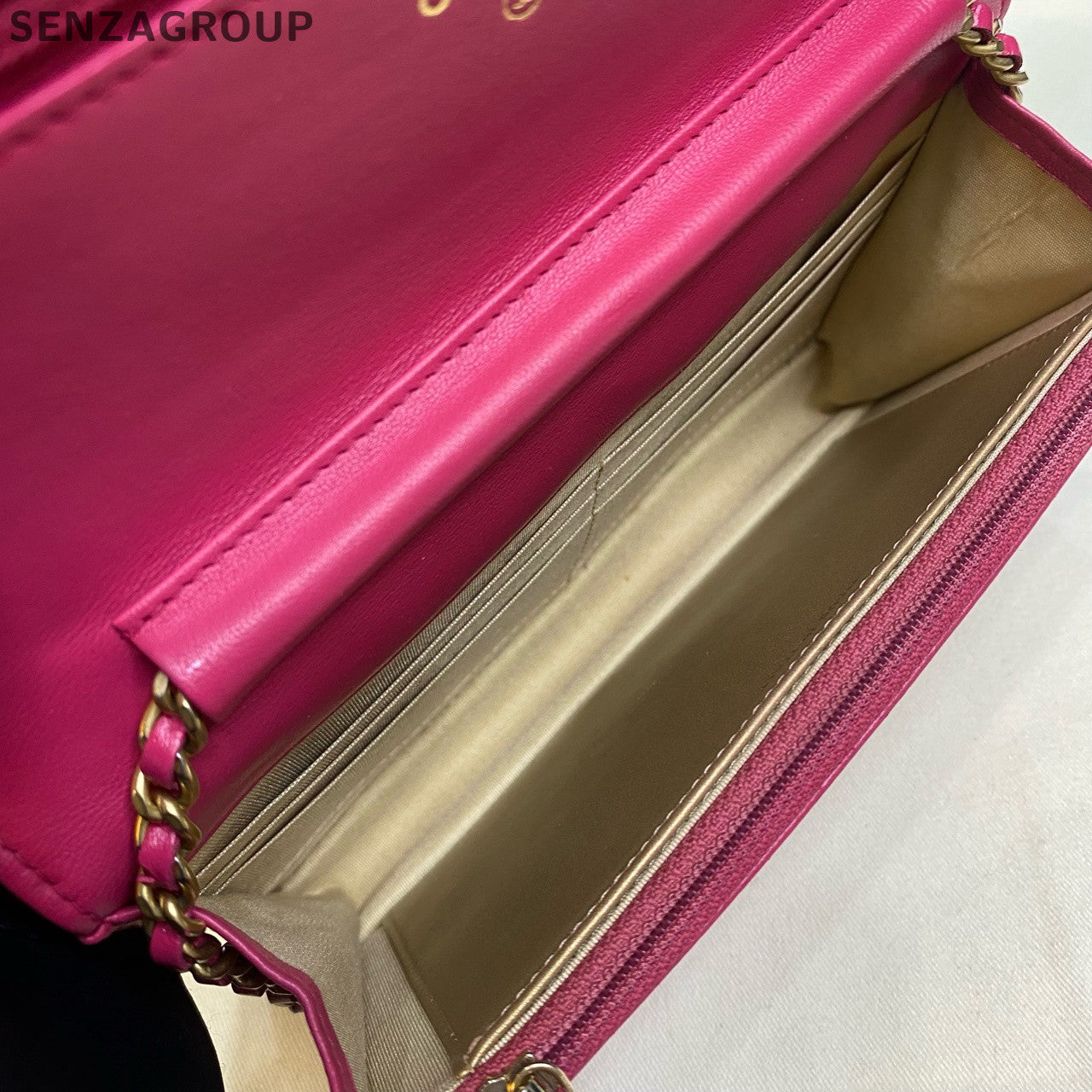 Chanel Lambskin WOC Quilted Chain Shoulder Crossbody Bag Pink Gold