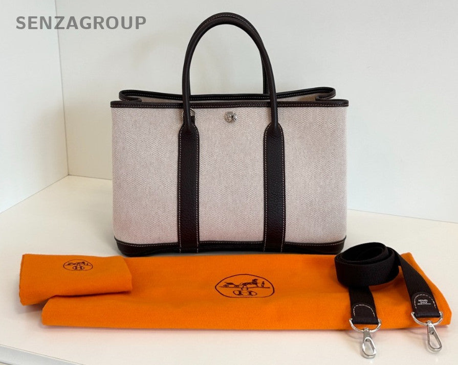 Hermes Garden Party 30 Tote Canvas 2way Shoulder Handbag