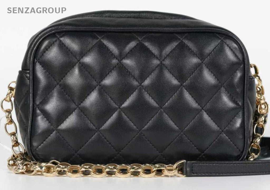 Chanel Fringe Chain Shoulder Bag Crossbody Black Gold Women Classic Diamond