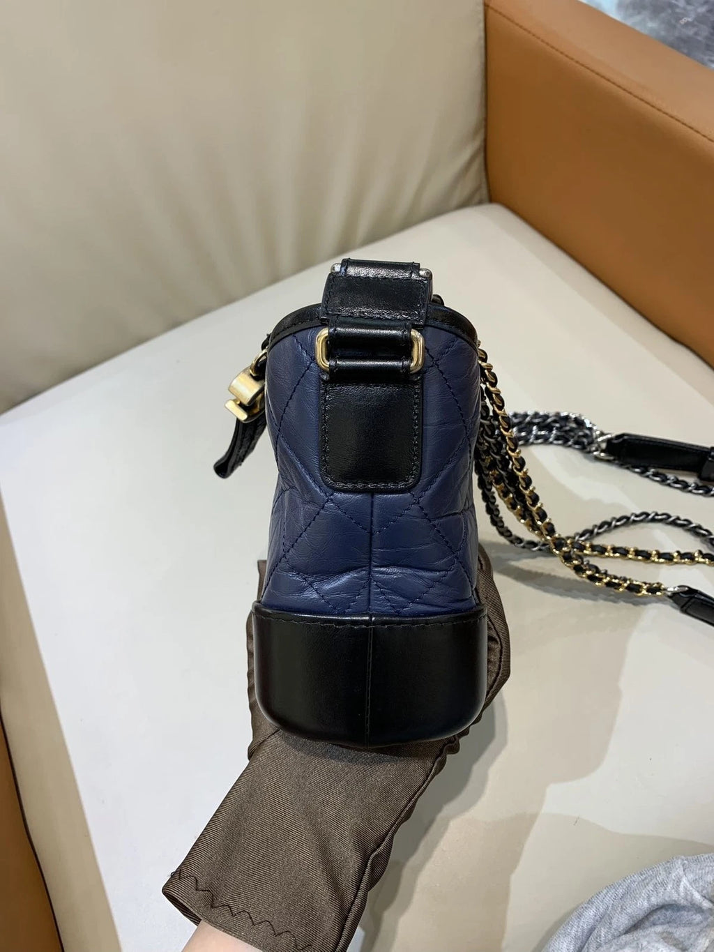 CHANEL Small Blue Black Colorblock Crossbody Shoulder Bag Women