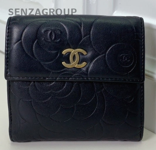 CHANEL Camellia Black gold Small wallet