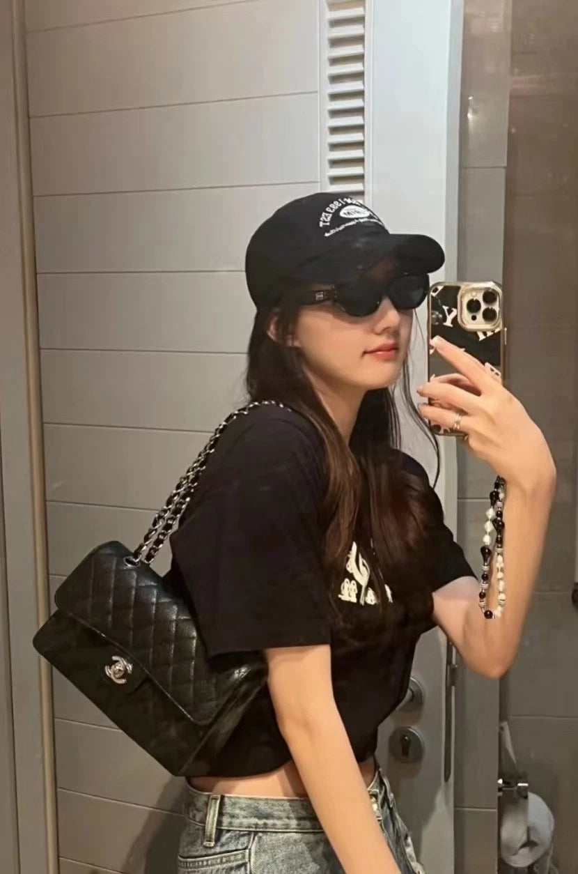 CHANEL CF Medium Black Leather Shoulder Bag For Women