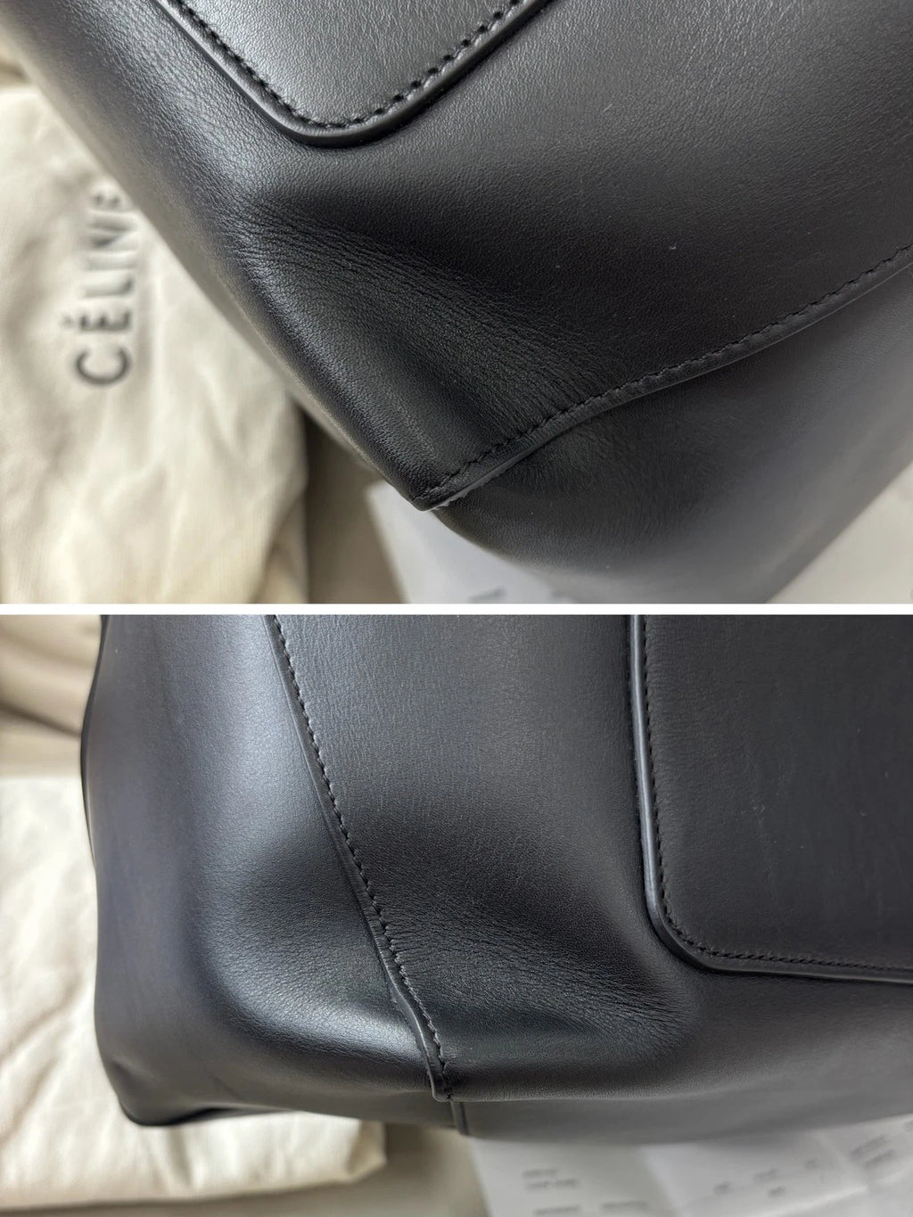 Authentic Celine Zipped Hobo Black Calfskin Shoulder Bag with Gold Hardware