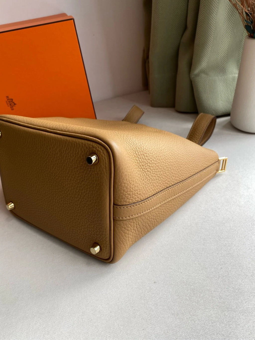 Hermes Picotin18 Gold Leather Bucket Bag For Women